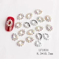 Ciondolo per unghie a goccia argento con strass colorati per nail art tridimensionale - Stile Goccia d'acqua con Strass AB Argento (1834)