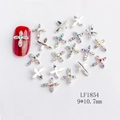 Silver alloy cross nail art charms with colorful AB rhinestones size 9x10.7mm - Silver AB Rhinestone Cross Style (1854)