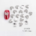 Silver V-shaped nail charms with crystals and smooth finish for elegant manicure art - Silver White Rhinestone V-shape Style (1859)