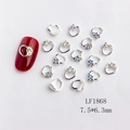 Silver alloy heart-shaped nail charms with AB crystals, model LF1868, size 7.5x6.3mm - Silver AB Rhinestone Heart Style (1868)