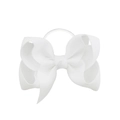 Charming white ribbon bow hair tie for girls made of durable fabric material - White