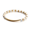Handmade beaded bracelet with white marble stones and gold-plated curved metal tube - White Marble Style (KB91306-Z)