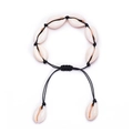 Bohemian natural cowrie shell bracelet with adjustable black woven cord strap - Black - Shell Bracelet