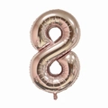 Macro view of rose gold number 8 foil balloon with metallic texture for birthday parties - Number 8 / Rose Gold