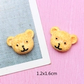 Pair of yellow cartoon bear resin charms with fuzzy texture for DIY jewelry making - Yellow Bear Head