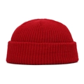 Detailed close-up of the red vertical ribbed texture on this warm winter knit beanie hat - 55-60 / Burgundy