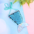 Kids mermaid tail sequin crossbody bag in blue with holographic fin and cord strap - Green