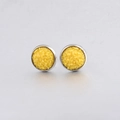Close-up of yellow 10mm drusy stud earrings with textured surface and metal base - Yellow Granules (20)