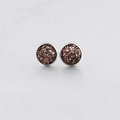 Detail of 10mm silver stud earrings featuring sparkling brown drusy stones in a pair - Bronze Druzy (23)