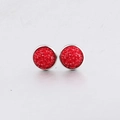 Macro detail of 10mm red druzy stud earrings with polished silver stainless steel frames - Red Druzy (29)