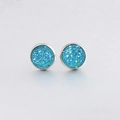 Blue drusy stud earrings in 10mm round stainless steel setting for women - Blue Sparkling (32)