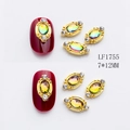 7x12mm oval vintage nail art rhinestone with gold base and iridescent gemstones - Gold Base Colorful Rhinestone (1755)