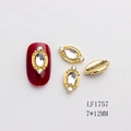 Golden baroque oval crystal nail charm with AB rhinestones, model LF1757, 7x12mm size - Gold Base White AB Rhinestone (1757)