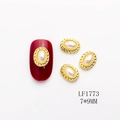 Oval pearl nail charm with gold twisted metal frame LF1773 size 7x9mm on red nail - Gold Base Pearl Small (1773)
