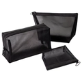 Σετ 3 τεμαχίων μαύρο διχτυωτό νεσεσέρ για οργανωμένα είδη ταξιδιού και καλλυντικά περιποίησης - Σετ 3 Τεμαχίων (Χωρίς Καρδιά) / Μαύρο