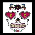 Colorful Halloween Day of the Dead face tattoo sticker with skull and floral patterns - No.25/Colorful Sugar Skull
