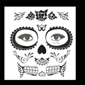 Detailed black sugar skull face tattoo sticker for Halloween and Day of the Dead decor - No.33/Black Simple Skull