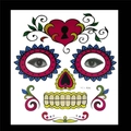 Colorful Day of the Dead face tattoo stickers with floral patterns for Halloween makeup - No.26/Colorful Floral Symmetrical