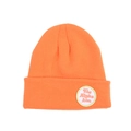Orange knit beanie for kids with ribbed texture and The Alpha Icon embroidery - Orange