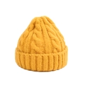 Berretto classico giallo senape a maglia intrecciata con risvolto per autunno e inverno - Giallo (Berretto)