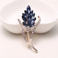 Elegante spilla in lega d'argento con bouquet di cristalli ovali blu - MM-BR-0489 Oro (Bouquet)