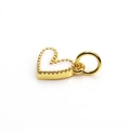 Golden heart pendant with white enamel inlay and beaded border for jewelry making - White
