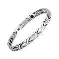 Bracciale magnetoterapico in acciaio inossidabile argento lucido da uomo su bianco - Argento