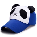 Blue and white panda baseball cap featuring 3D plush ears and cute cartoon embroidery - Kids Adjustable Size 48-54CM / Cotton Style / Royal Blue