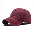 Classic washed cotton baseball cap in deep burgundy with vintage texture and curved brim - Adjustable / Child Washed Wine Red