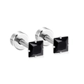 Minimalist square black stone earrings with silver stainless steel four-claw setting - Black Zirconia / 3mm / Steel