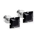 Elegant silver square stud earrings with black zircon stones in a four-prong setting - Black Zirconia / 5mm / Steel