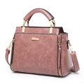 Elegante bolso rosa de cuero PU con textura de lichi y herrajes dorados de alta calidad - Rosa