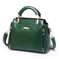 Bolso de mano verde de cuero PU con costuras blancas y correa desmontable - Verde