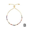 Detail of adjustable gold-tone bracelet with vibrant multi-color gemstones and slide clasp - Multicolor Beads (brb59-B)