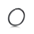 Detail of polished black stainless steel nose ring with smooth finish on white background - 0.8*6mm / Black
