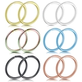 6 pairs of stainless steel nose and lip rings in gold silver blue black and rose gold - 6 Colors 12 Pieces Set