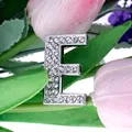 Silver letter E charm with sparkling rhinestones for DIY bracelets and jewelry - Letter E