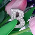 Charm lettre B argentée avec strass pour création de bracelets et bijoux DIY - Lettre B