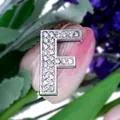 DIY rhinestone encrusted letter F charm with polished chrome finish for jewelry bracelets - Letter F
