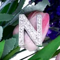 DIY 30mm chrome finish letter N charm with sparkling rhinestones for bracelets - Letter N