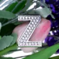 Silver letter Z slide charm with white rhinestones for DIY 30mm jewelry accessories - Letter Z