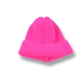 Neon pink knit beanie for kids with classic cuffed design and vertical ribbed texture - Rose Red