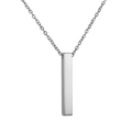 Minimalist silver-toned polished vertical bar pendant necklace in stainless steel - Silver (O-Chain)
