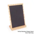 Bamboo necklace display stand with dark grey flocking surface and multi-slot design - Grey-Black Velvet