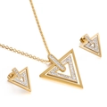Set gioielli geometrici dorati con collana e orecchini a triangolo e cristalli chiari - Oro
