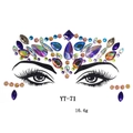 Face gem stickers set YT-71 featuring purple teardrop crystals and gold sequins for party - YT-71 (Crown AB)