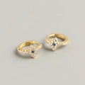 Goldene S925 Sterling Silber Evil Eye Creolen mit funkelnden weißen Zirkoniasteinen - 925er Silber / Gold