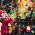 Christmas window stickers set featuring Santa, reindeer and trees for home glass decor - Christmas Tree & Gifts (HM92036)