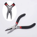 Precision needle nose pliers for DIY jewelry making with red and black non-slip handles - Long Nose Pliers without Cutter