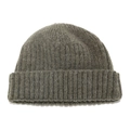 Deep grey rib-knit beanie hat featuring a warm wool-like texture and folded cuff style - M(56-58cm) / Army Green